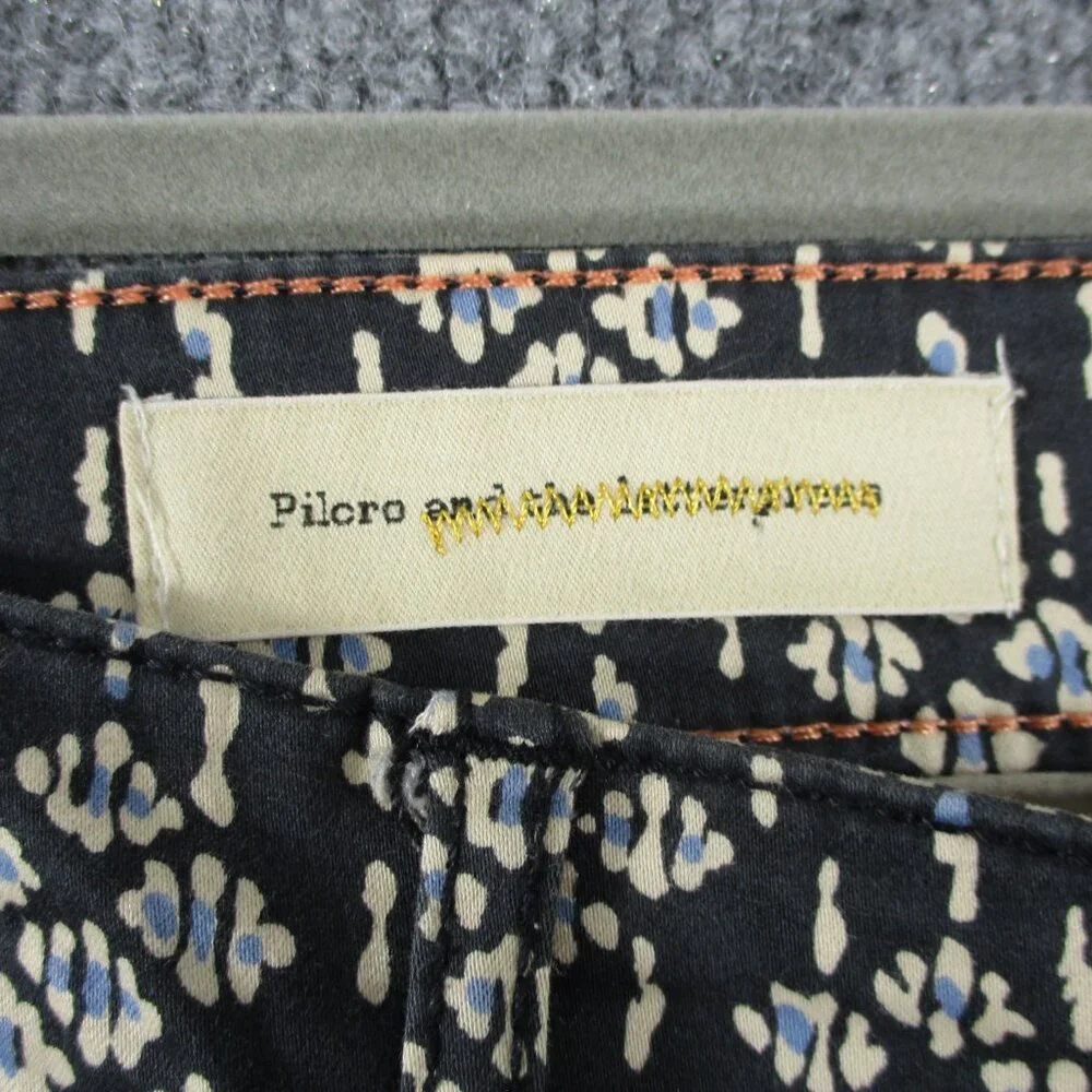 Pilcro Pants Women 28 Black Geometric Ankle Zip Serif Stretch Anthro Fit 30x28 - Picture 5 of 16